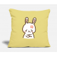 Kawaii Baby White Bunny Being Angry Washed Yellow Pillow